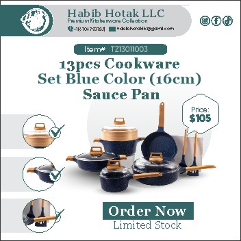 13 pcs Cookware Set Blue Color (16cm)  Sauce Pan