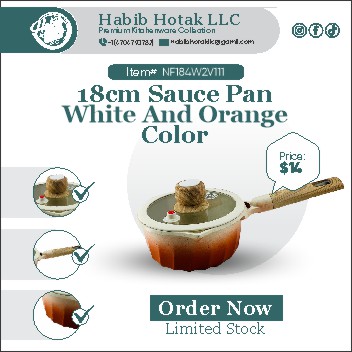 18cm Sauce Pan White & Orange Color