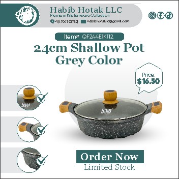 24cm Shallow Pot Grey Color